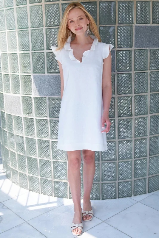 Washed Linen Jonathon Dress White