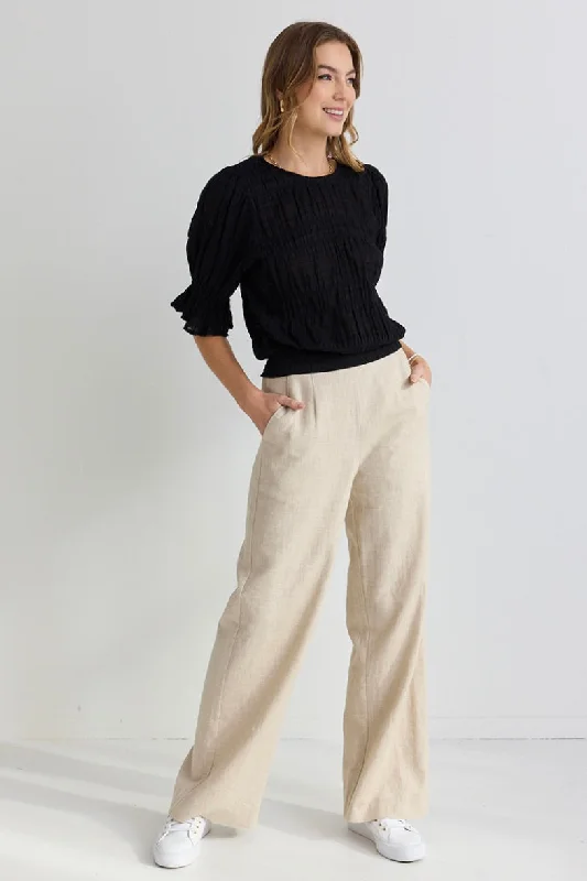 Boardwalk Natural Ramie Extended Waist Pants